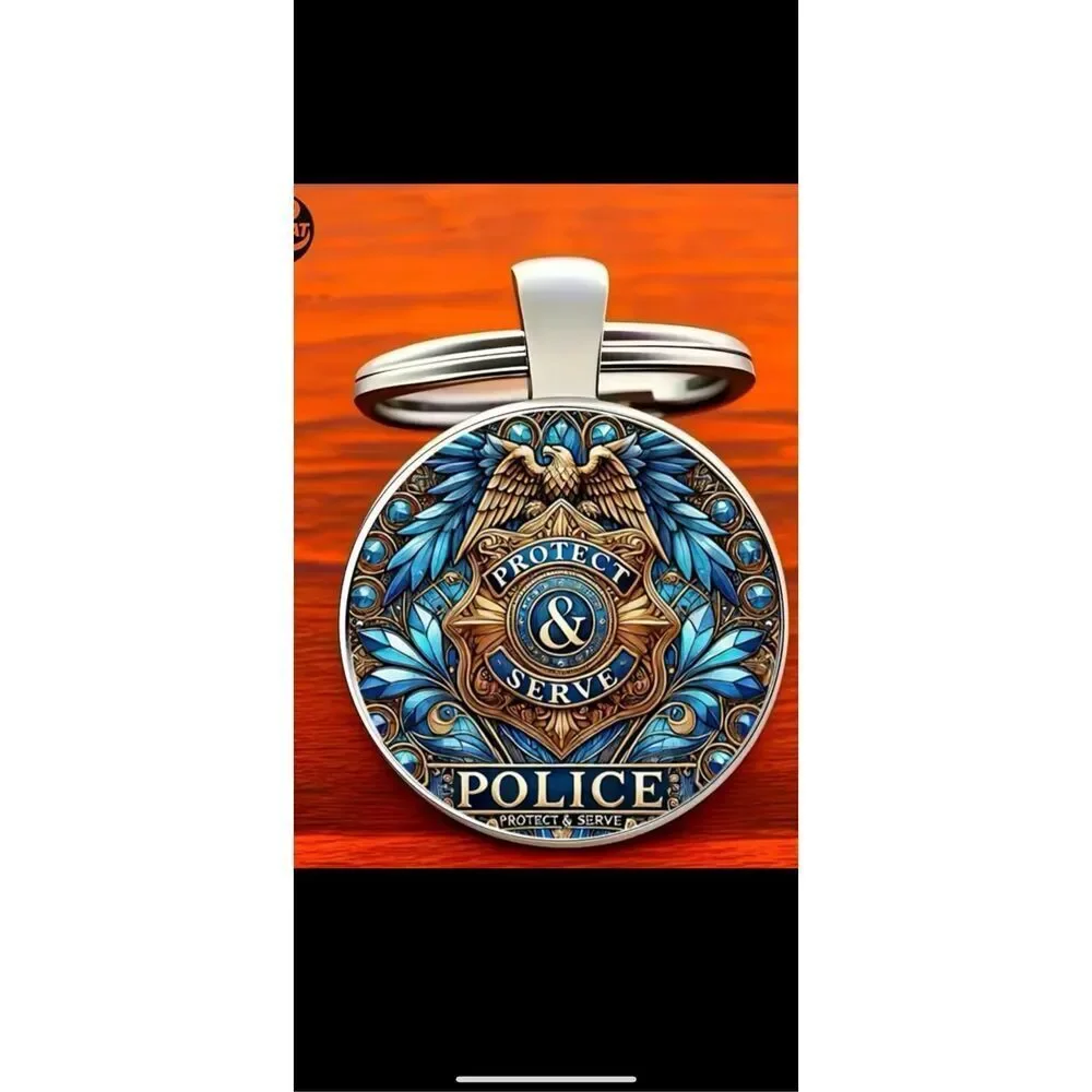 Police Keychain Protect & Serve Gift Law Enforcement Badge